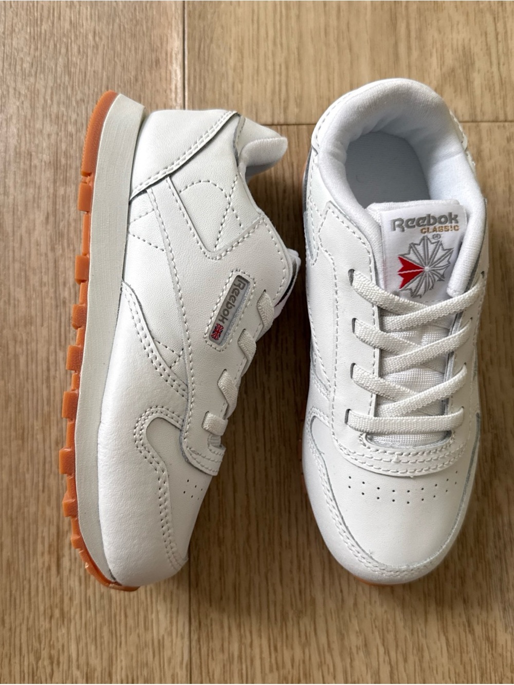 Reebok Classic Leather Little Kid's Shoes White-Gum Size 10